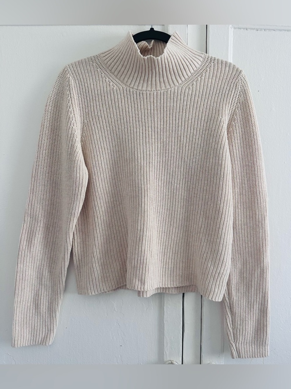 French Connection Cream Ribbed Turtleneck Sweater